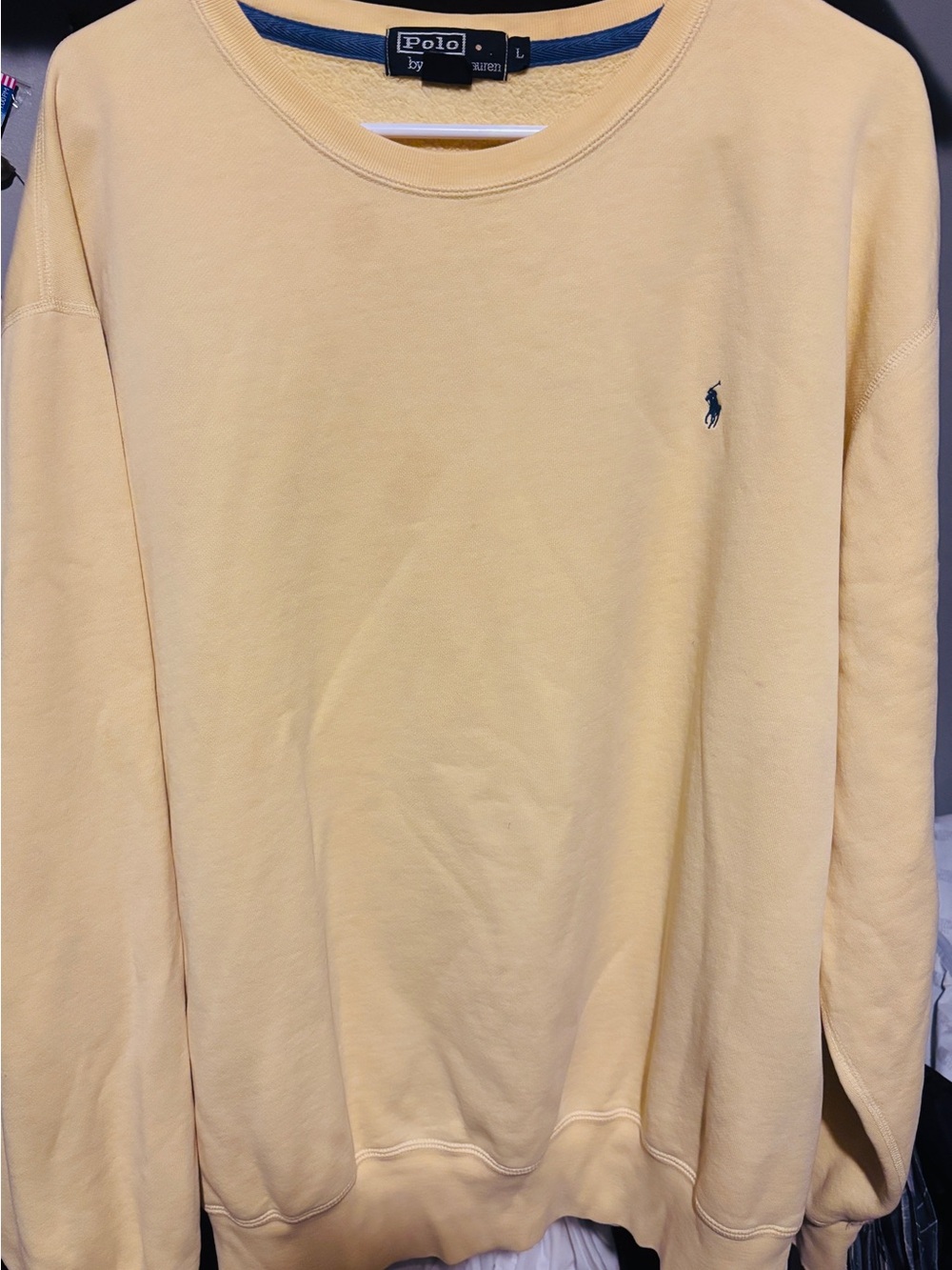 Men’s Vintage, Polo by Ralph Lauren, size L, light yellow, crewneck sweatshirt